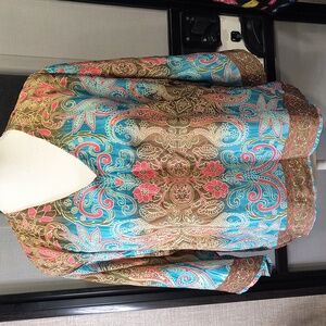 Wevez 100% Silk Beautifully Colored Boho Wide Sleeved, V Neck, NWT, OS,